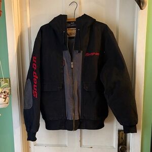 Snap-on Black and Gray Hooded Jacket